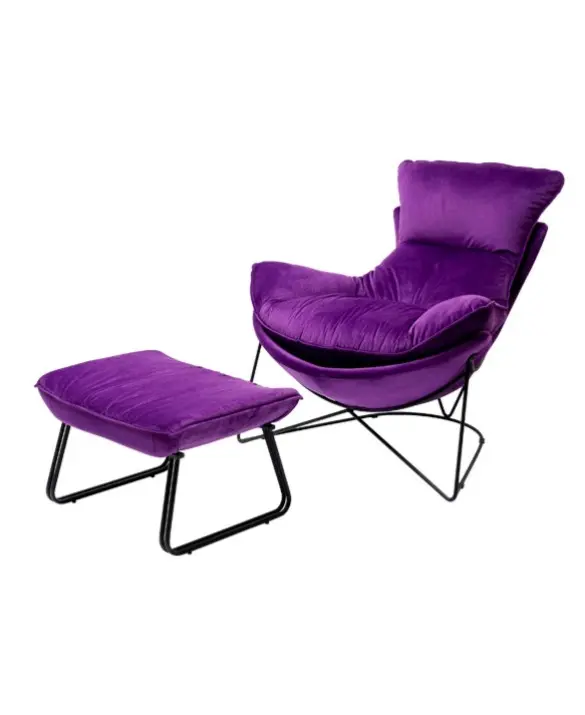 Armchair with Stool Snuggle Purple