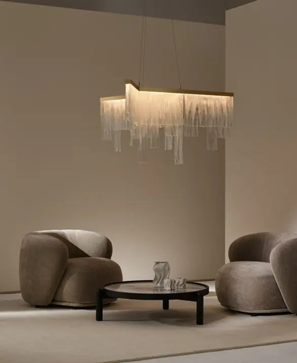 Cascata Chandelier Satin Brass