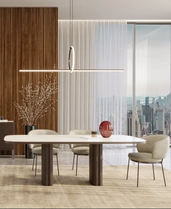 Horm by Marco Piva, PLAZA collection, Trafalgar table e Concorde lounge chair