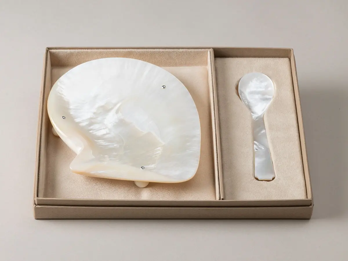 Cucchiaio Di Caviale Di Design Nuovo Aggiornamento Realizzato In Madreperla E Cu