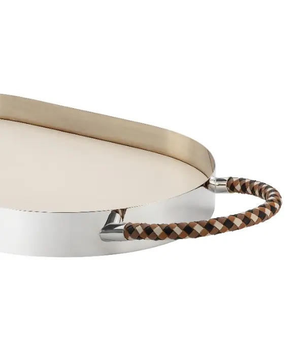 St. James Rapunzel Tray with an off-white leather bottom