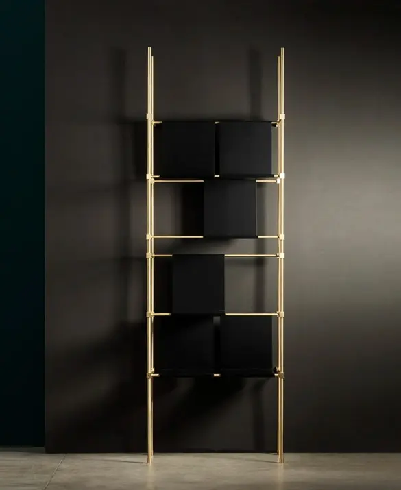 Ludo Brass bookcase by Filippo Montaina