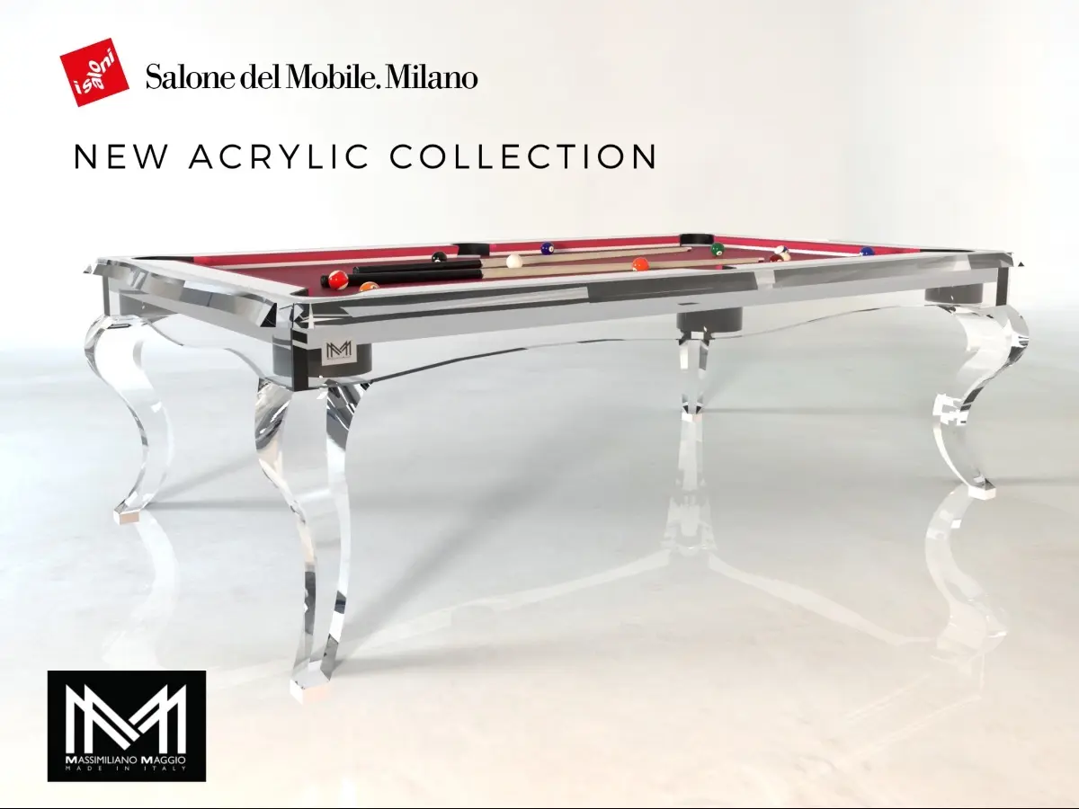 Acrylic Pool Table Crystal Class by Massimiliano Maggio Made in Italy