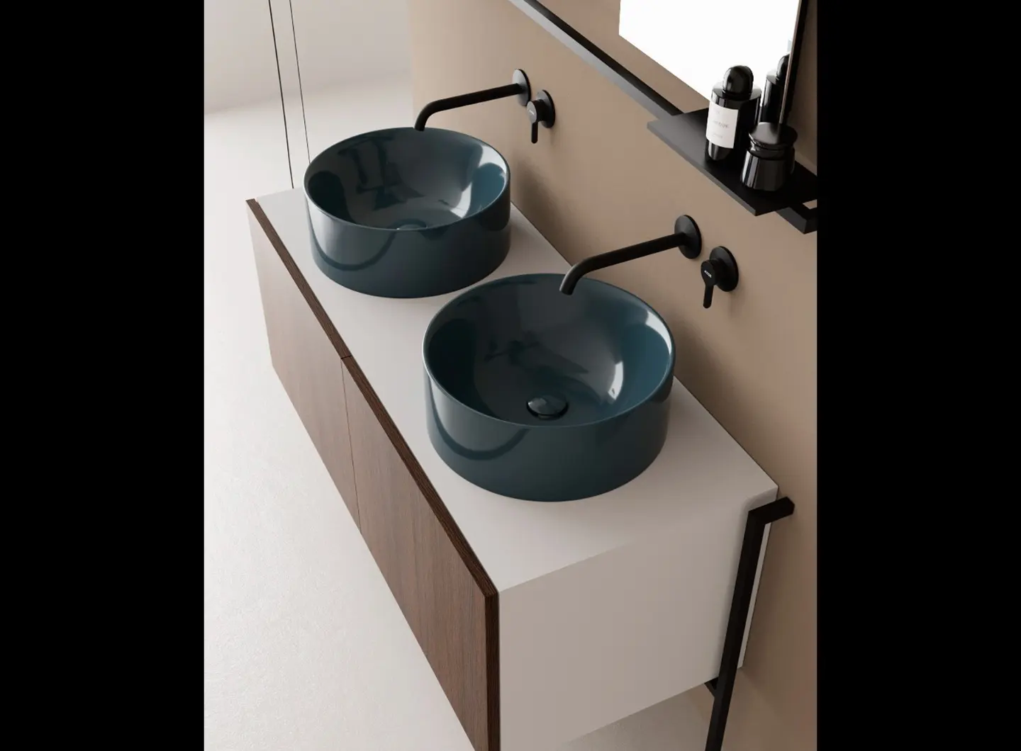 Lavabo Skinny tondo senza foro rubinetto