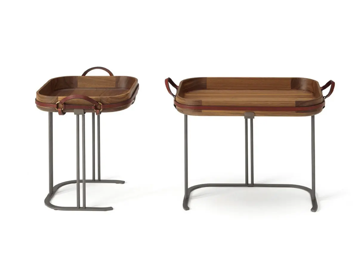 Tavolini con base in metallo e vassoio removibile "La Selleria"