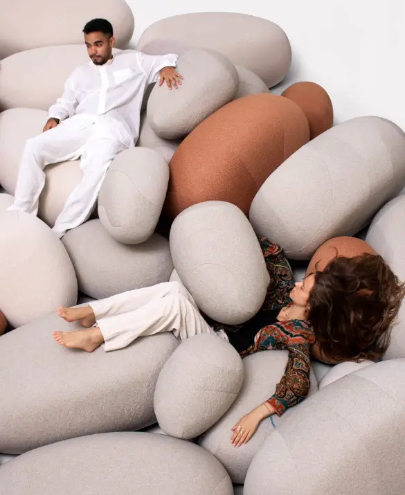 Casual stone pouff