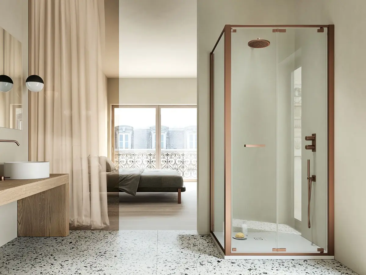 Vismaravetro - Shower enclosure framed with a hinged door - Junior collection