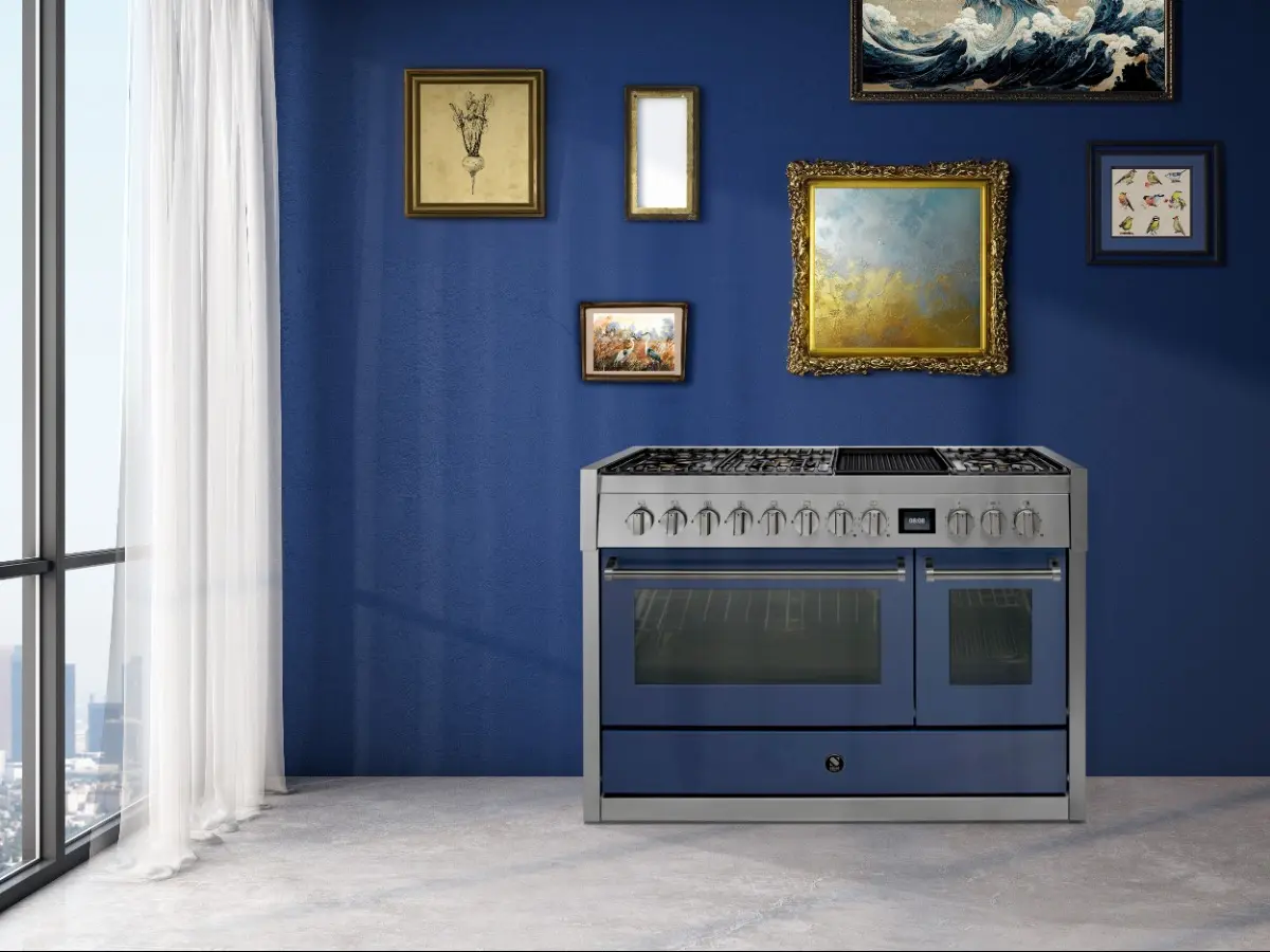 picture of a blue range cooker