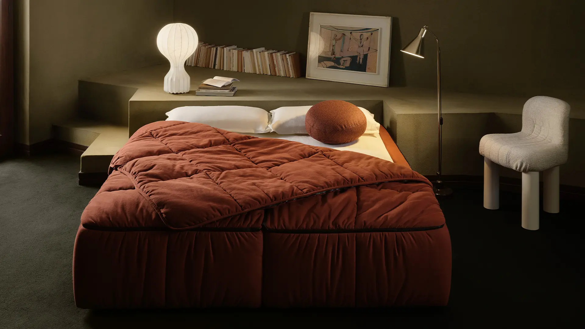 Strips bed design Cini Boeri