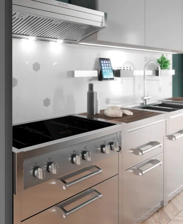 Picture of stainless steel kitchen modules and appliances