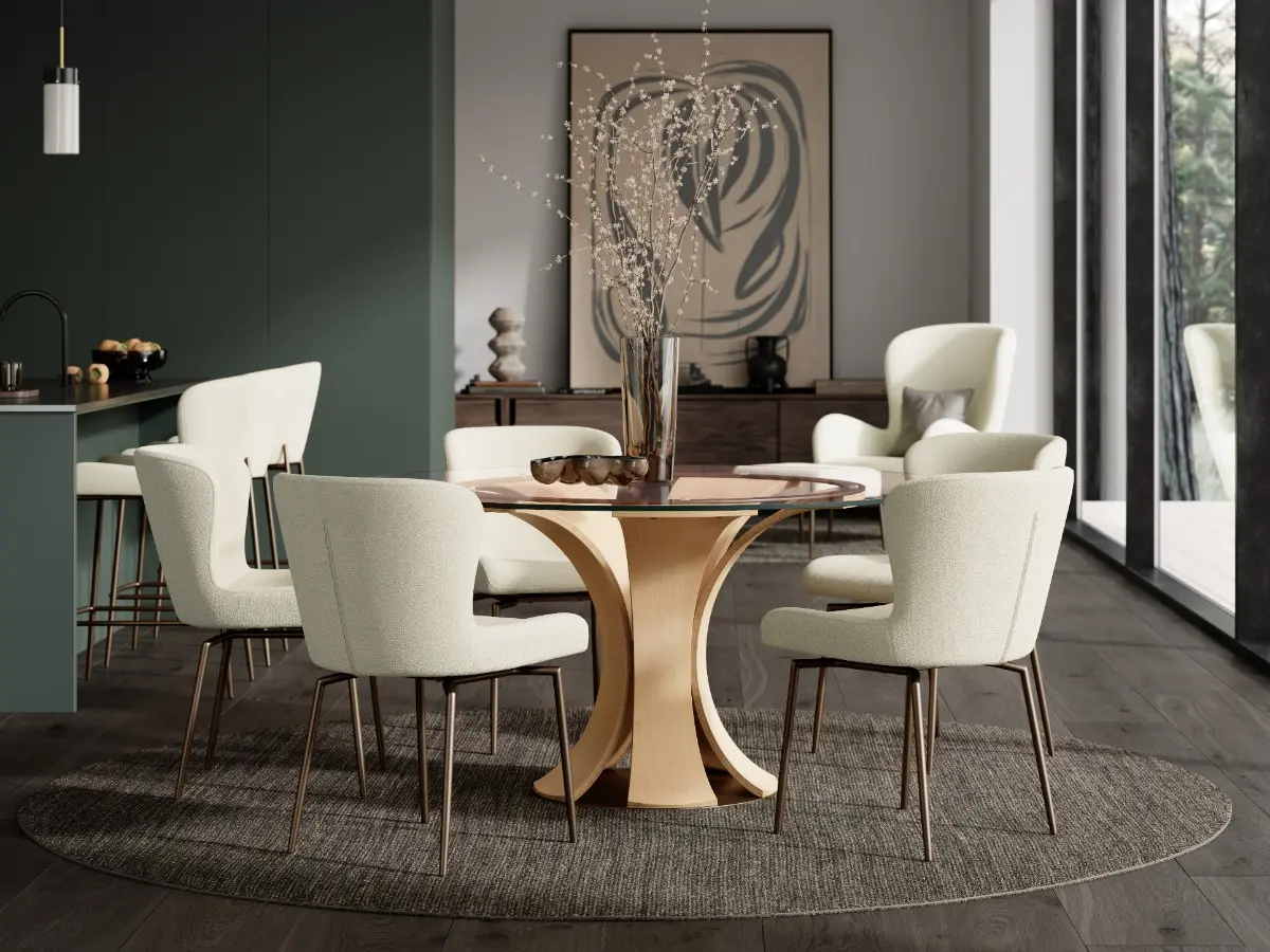 DAN-FORM's GLAM chair in cashmere bouclé fabric