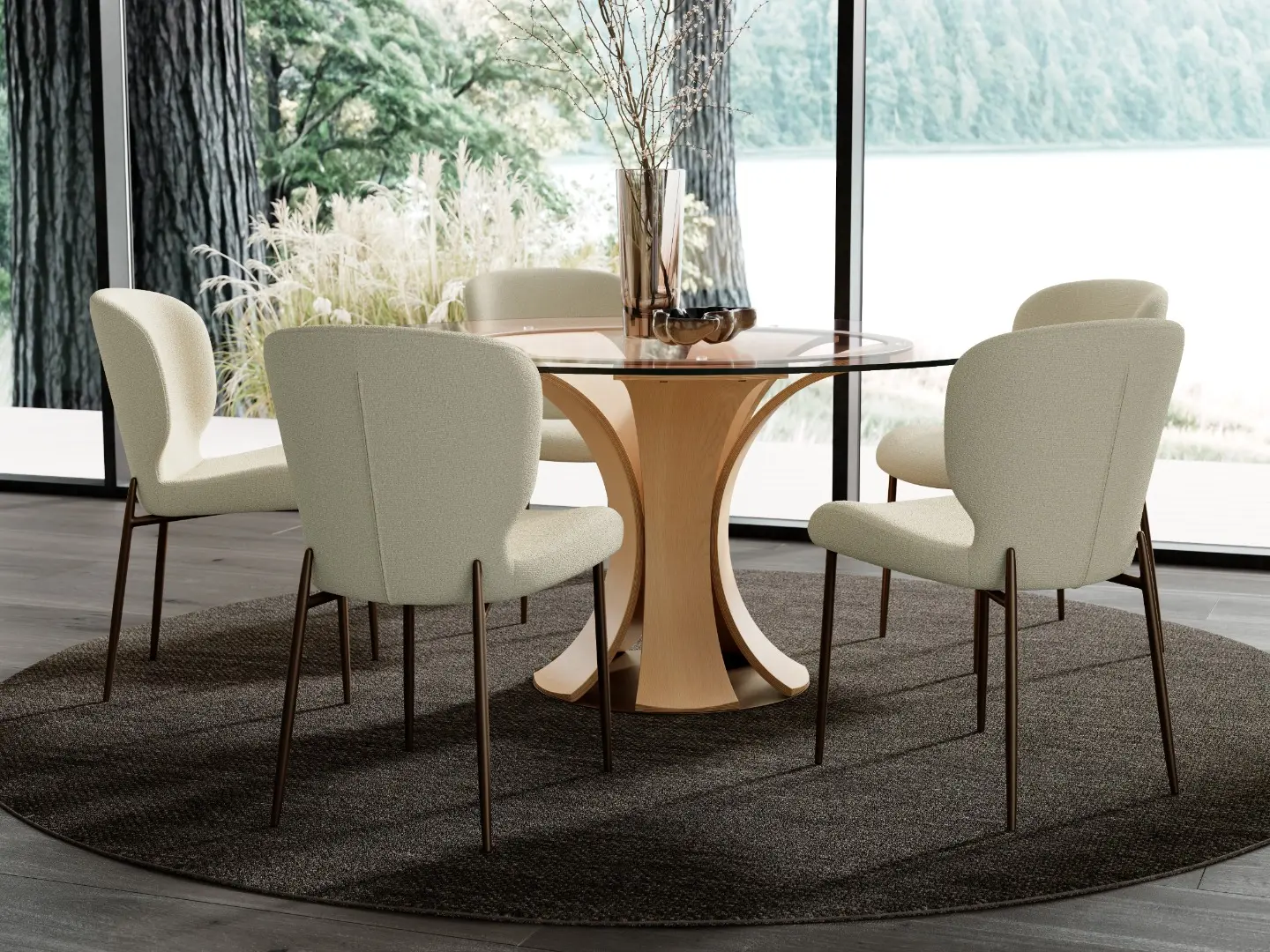 GLORY chairs in Bone white bouclé