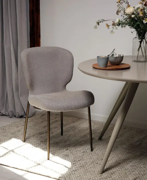 DAN-FORM's GLORY chair in bone white boucle with bone white legs