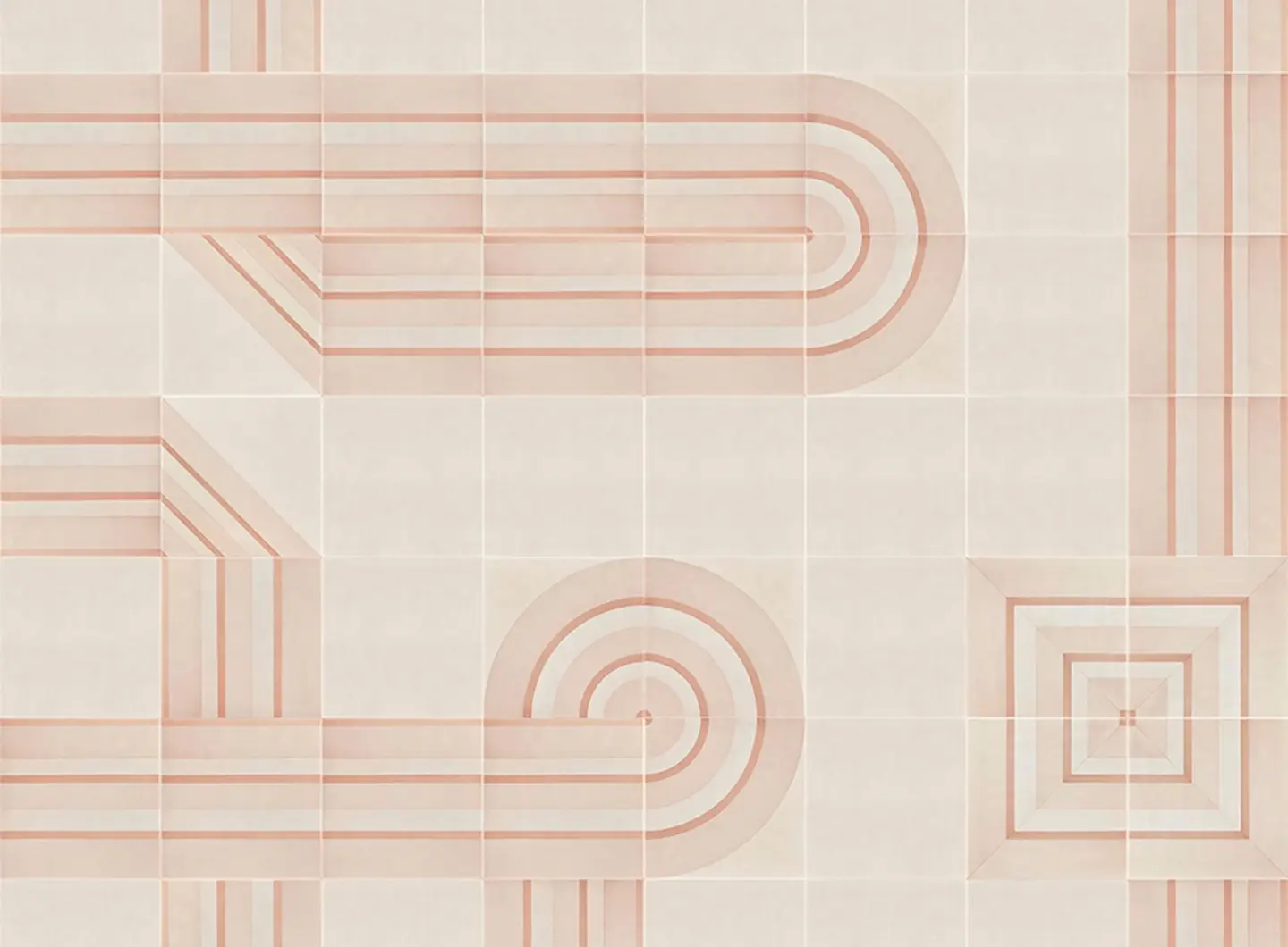 Geometrie d'Ombra di Ceramica Francesco De Maio Rosa Cipria Pavimento