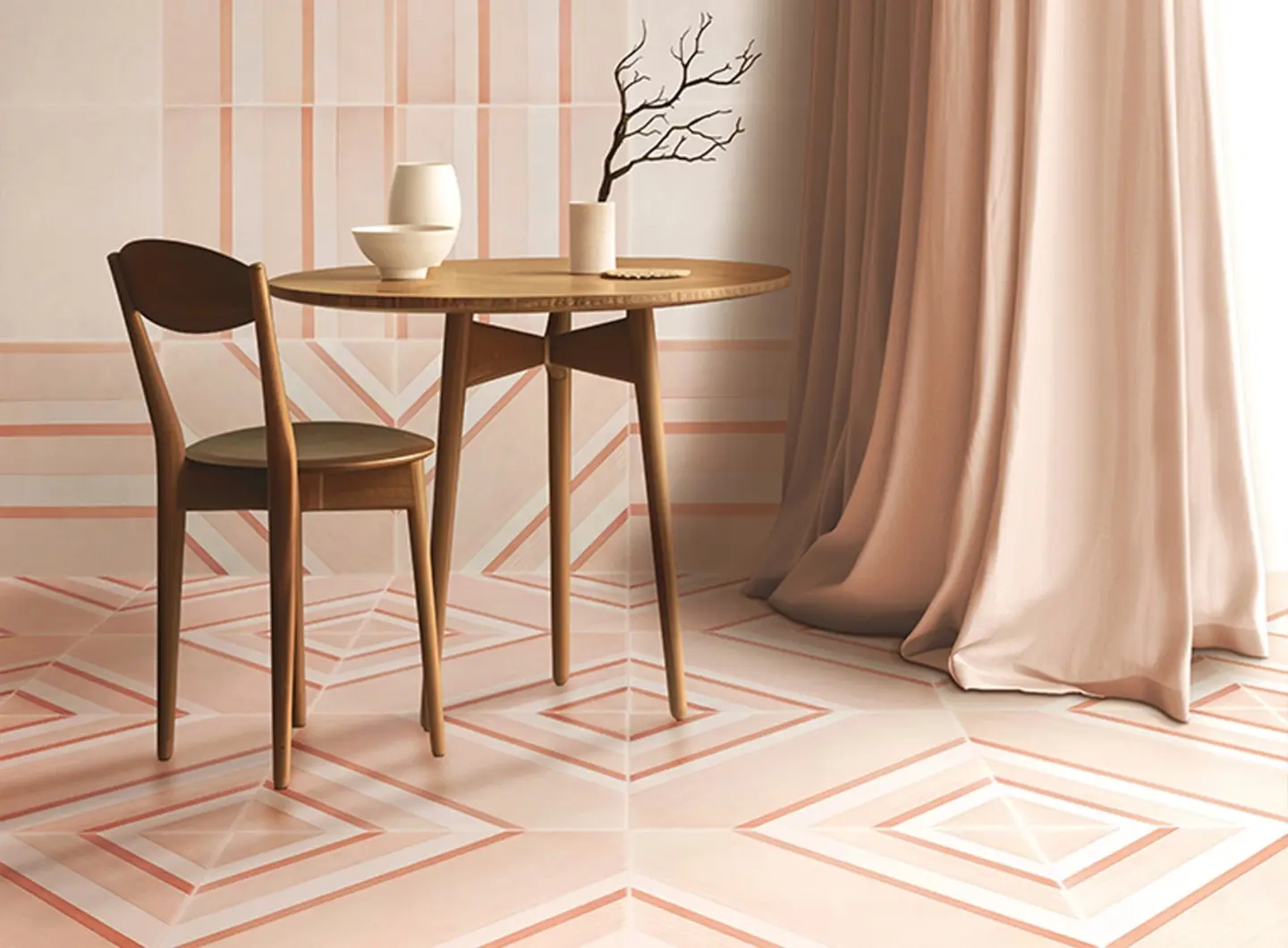 Geometrie d'Ombra di Ceramica Francesco De Maio - Composizione Rosa Cipria