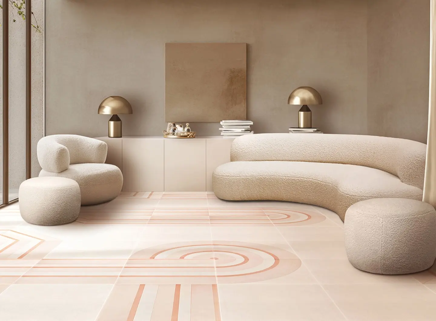 Geometrie d'Ombra di Ceramica Francesco De Maio - Composizione Rosa Cipria 