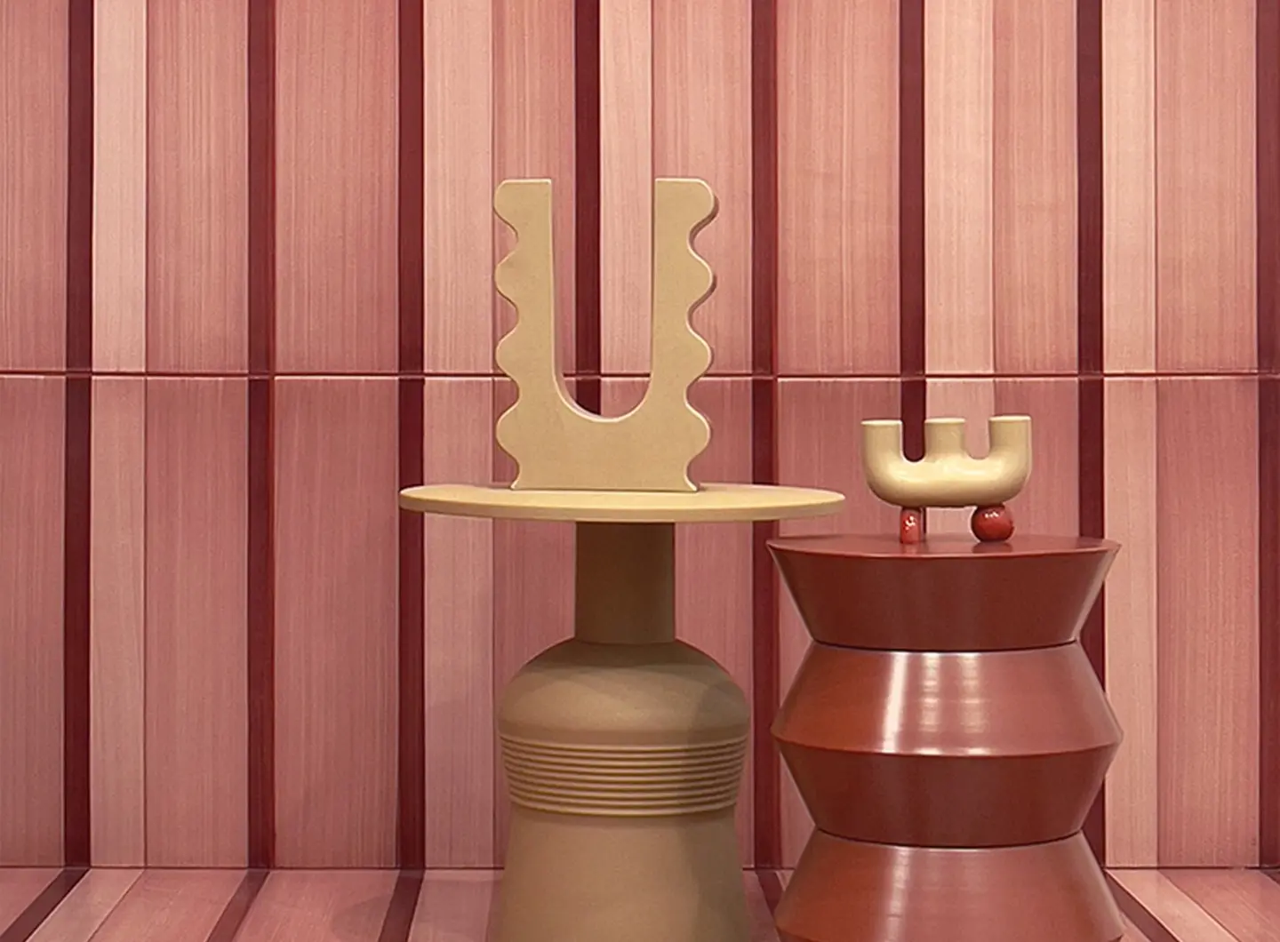 Geometrie d'Ombra di Ceramica Francesco De Maio - Righe Rosso Rubino