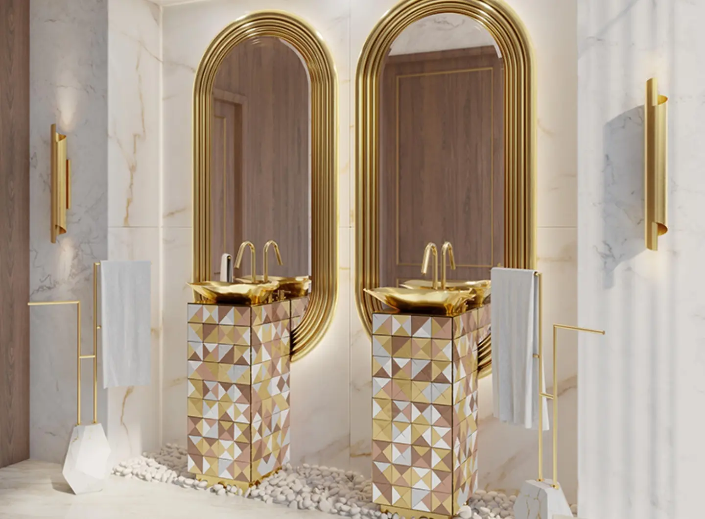 Eleganza raffinata con tocchi artistici nell'arredamento dei servizi igienici by Maison Valentina