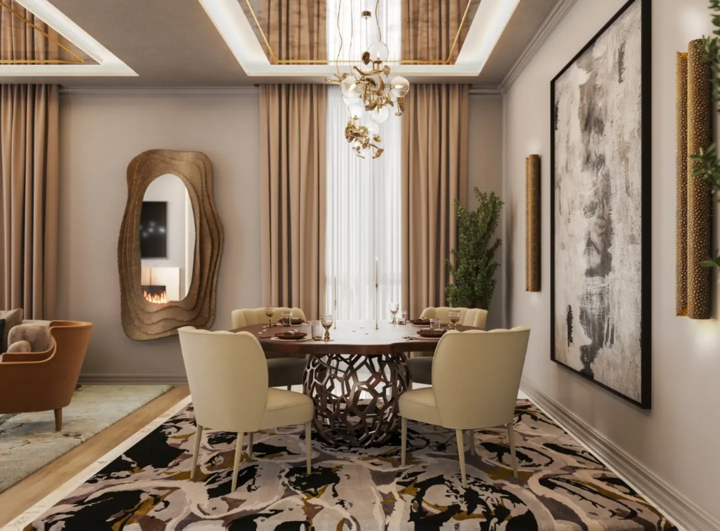 Sophisticated Modern Dining Room With The Madeira Rug