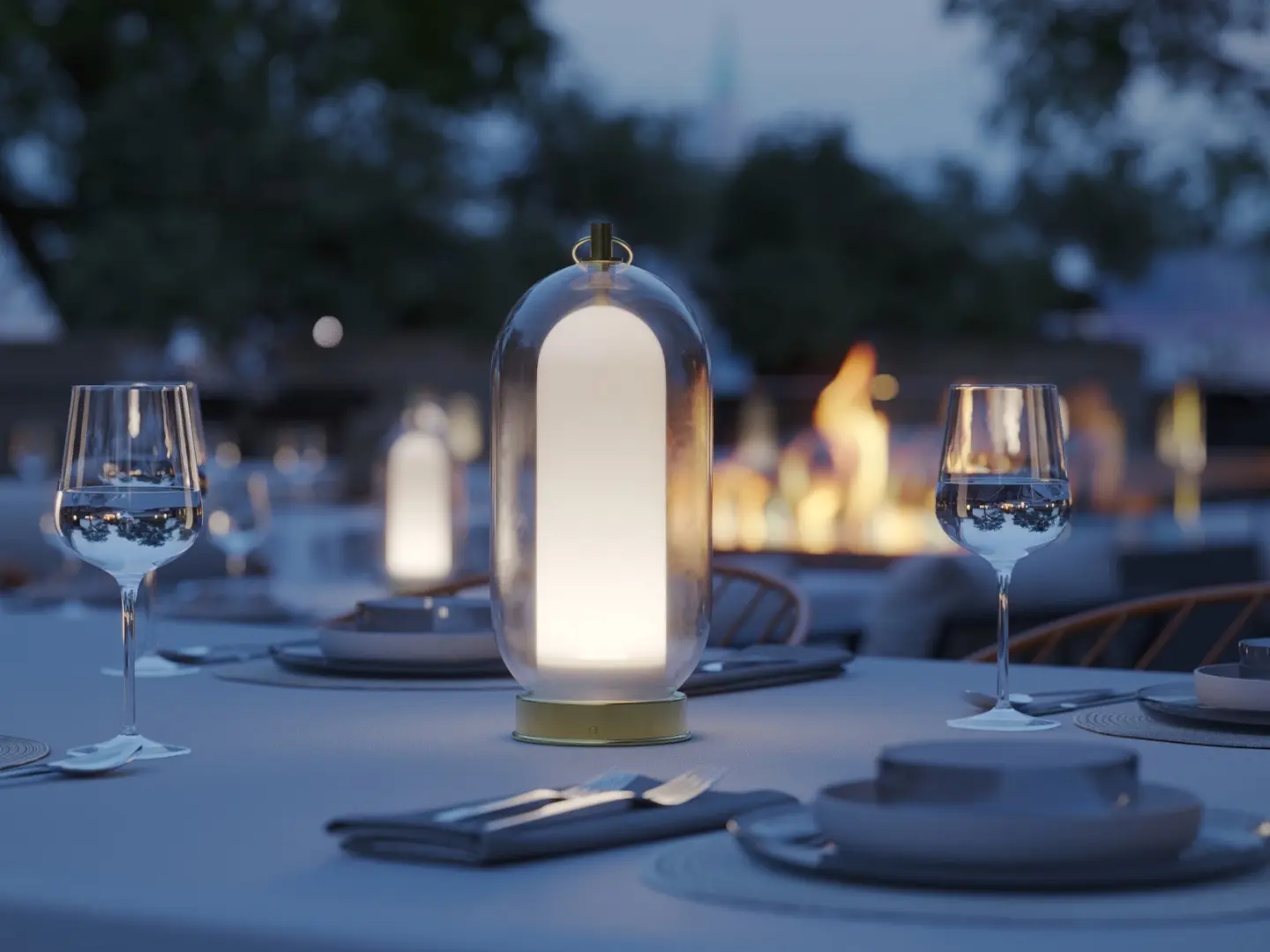 aeron free lampada a batteria cangini e tucci vetro borosilicato soffiato
