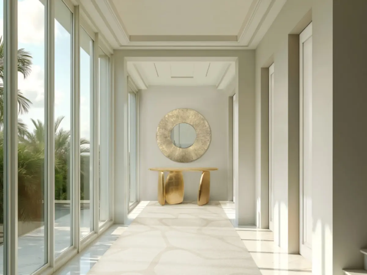 MODERN ENTRYWAY IN GOLDEN TONES