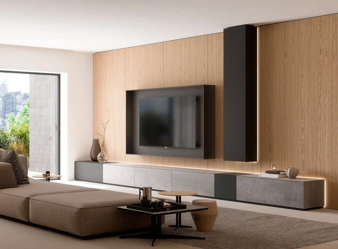 Caccaro_zona living parete TV