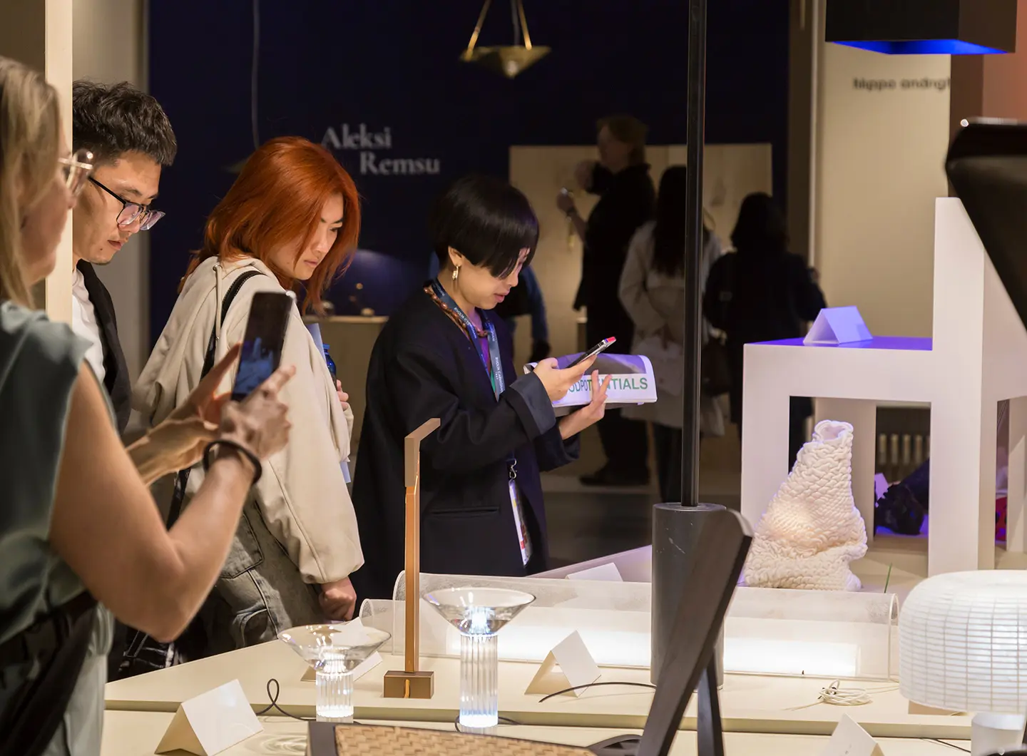 Visitors looking at the products on display