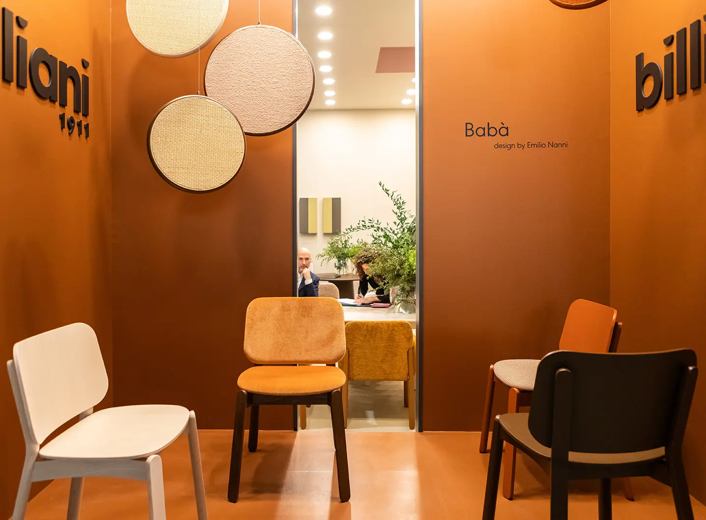 Sedia Babà allo stand di Billiani, a Salone del Mobile 2025