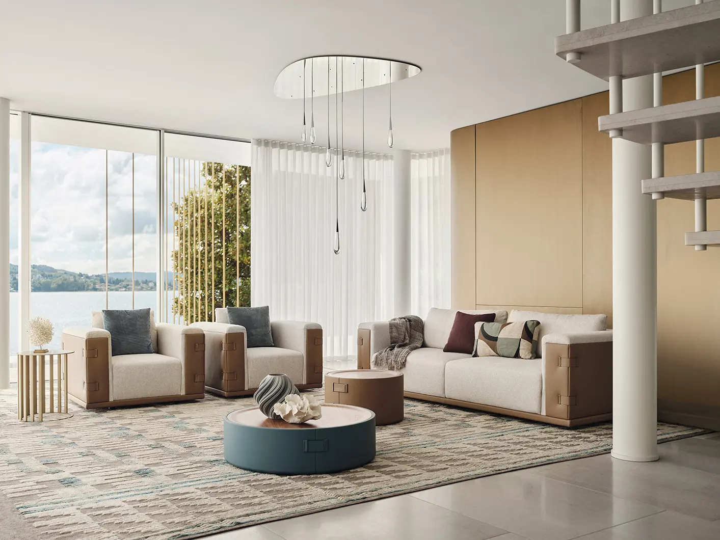 Living arredato da azienda Turri