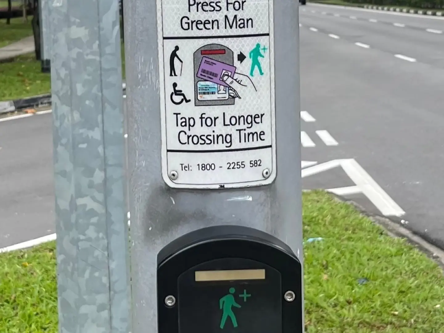 Road crossings in Singapore, with a slow-crossing device