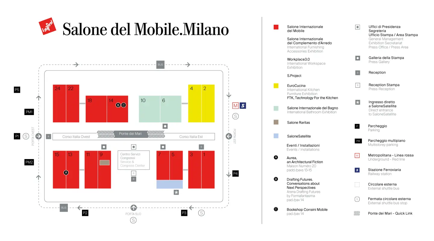 Pianta dei padiglioni Salone del Mobile.Milano 2026