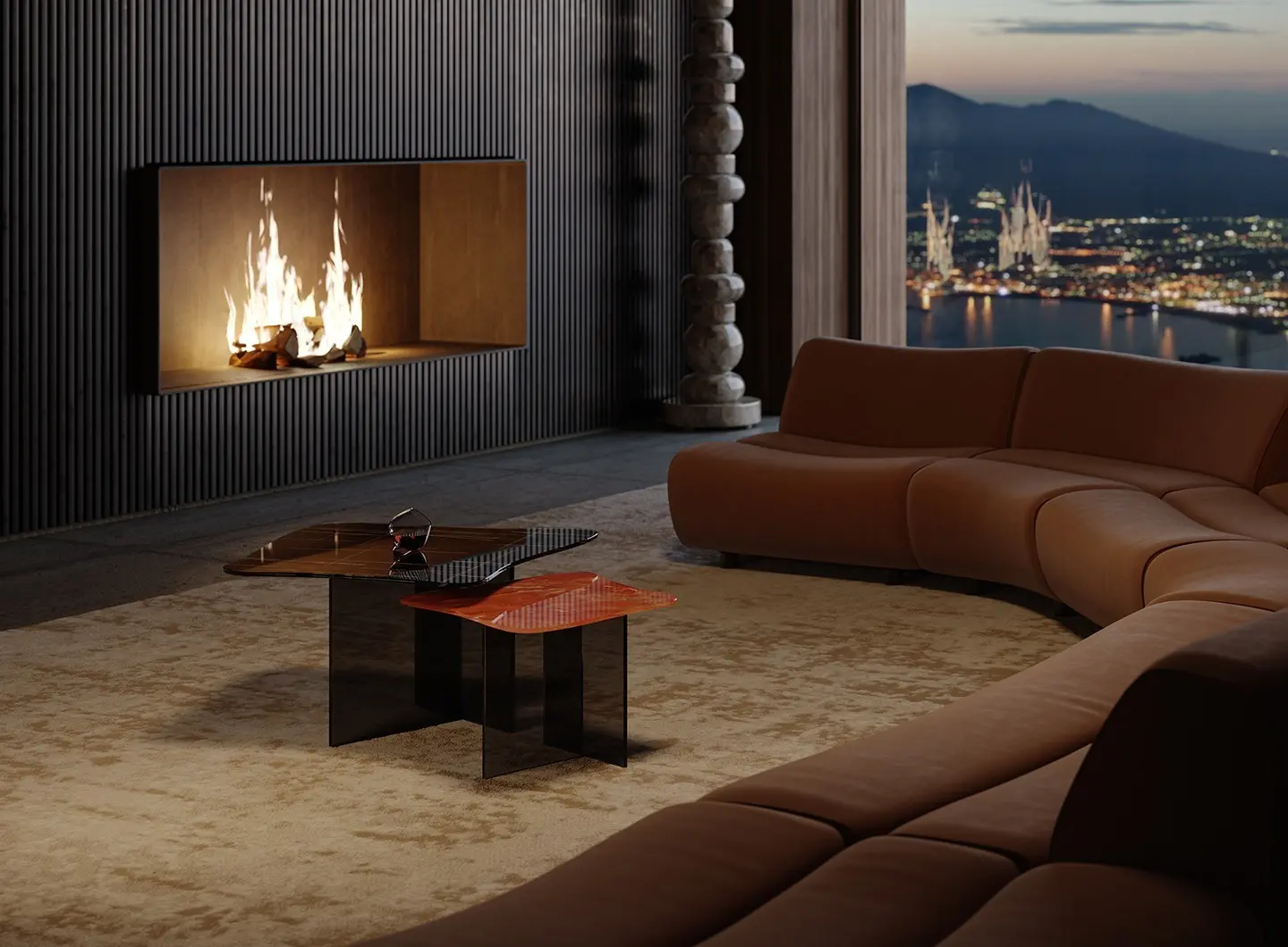 tavolini effetto marmo in vetro