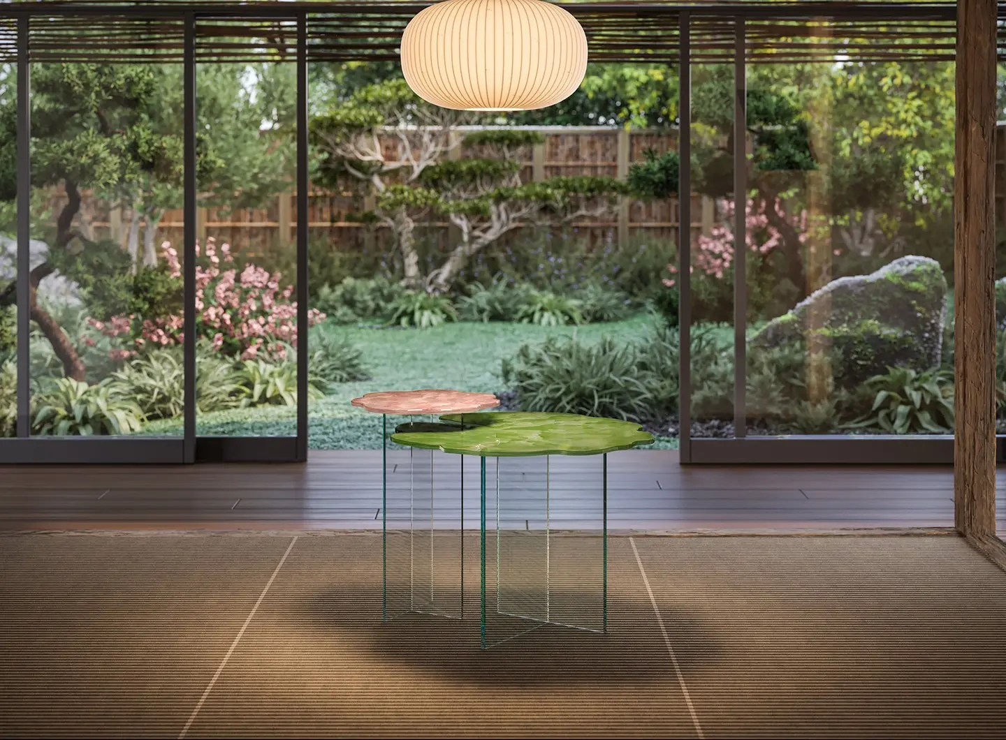 tavolini effetto onice in vetro