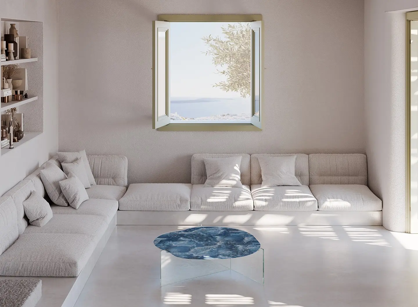 tavolino da caffè effetto onice in vetro