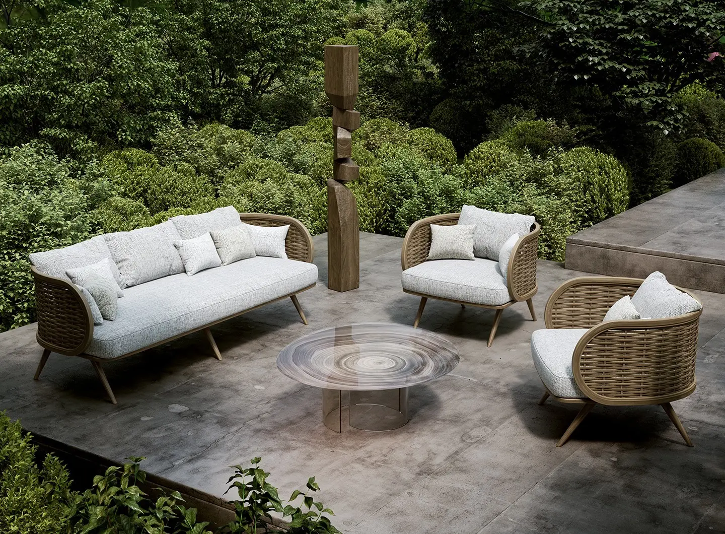 tavolo effetto legno in vetro