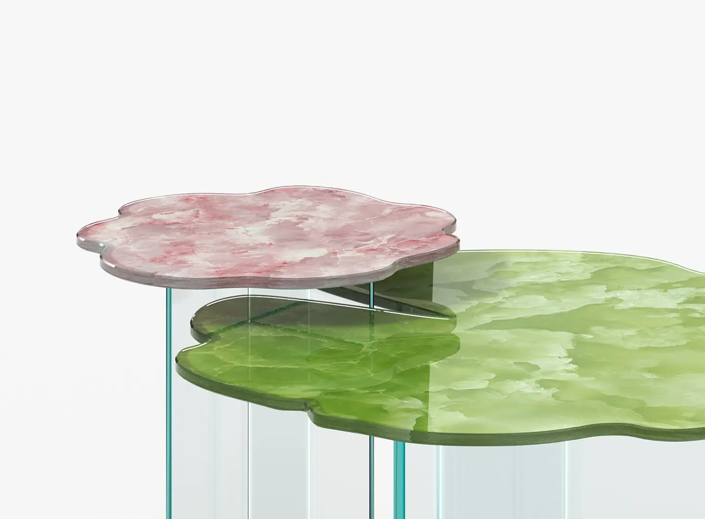 tavolini effetto onice in vetro