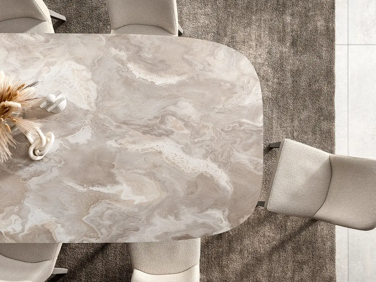 Top tavolo in finitura marmo Himalaya