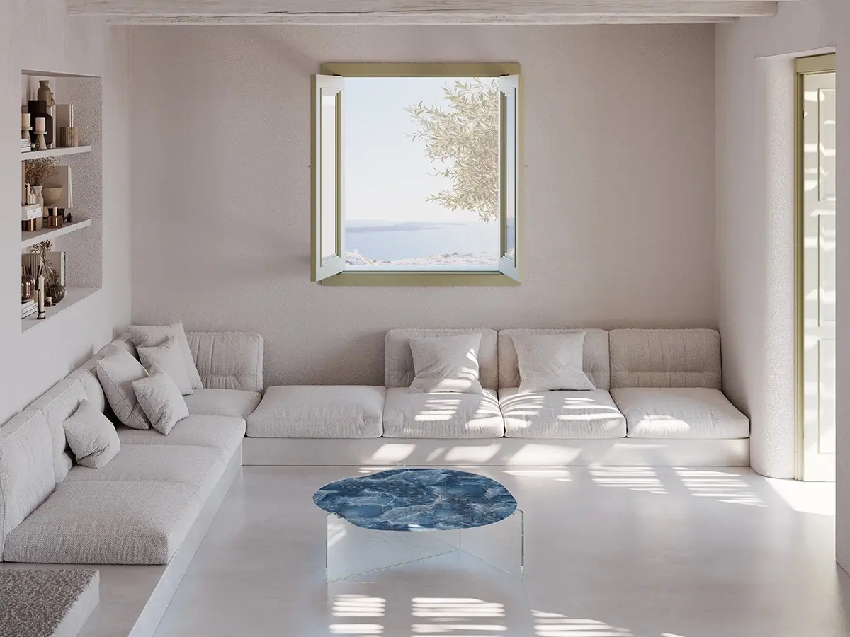 tavolino effetto onice in vetro