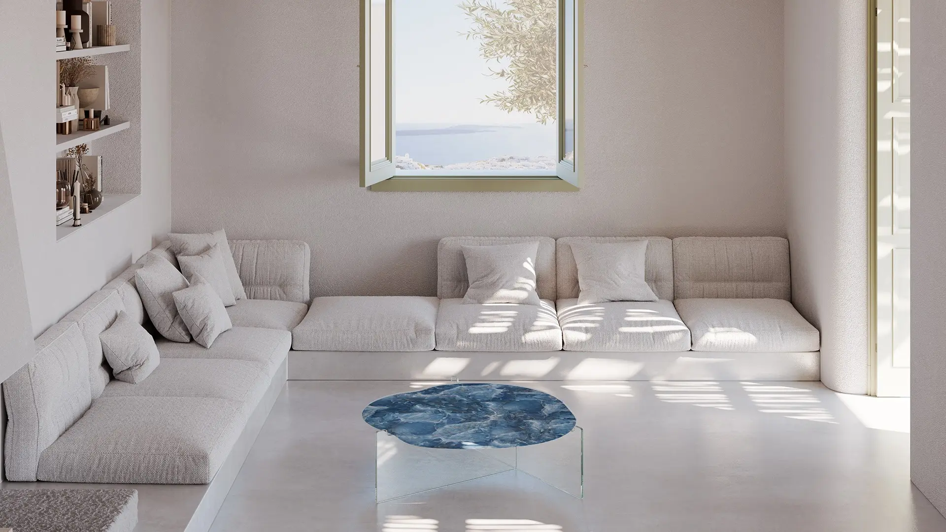 tavolino effetto onice in vetro