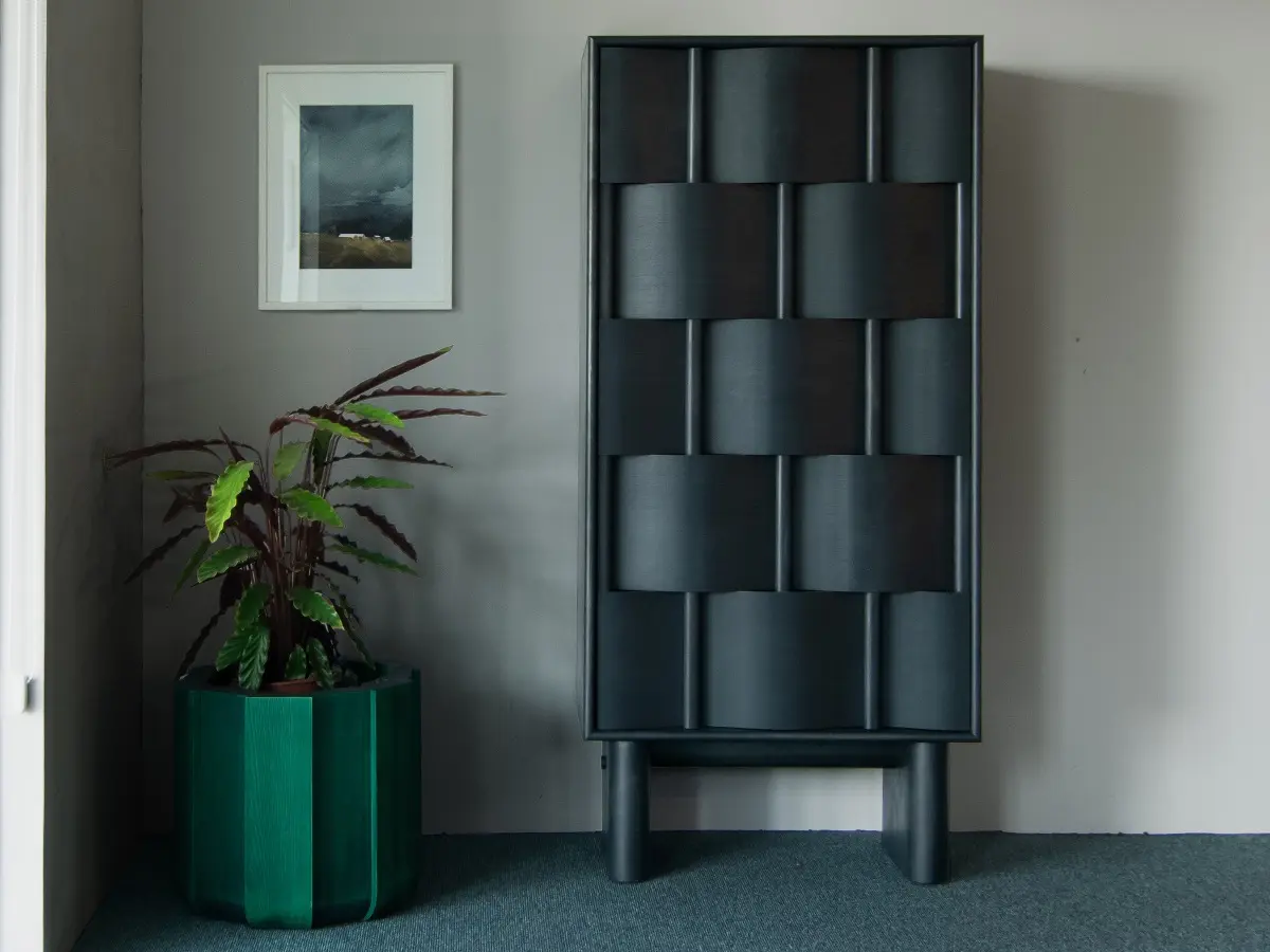 weave frame tall birch wood black oil 