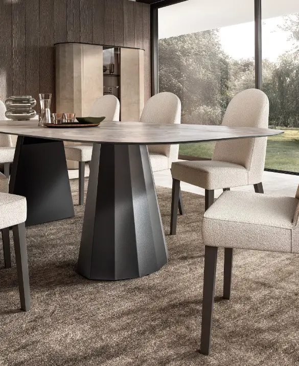 DUNE - Tavolo Fisso con top in CDF Marmo Himalaya