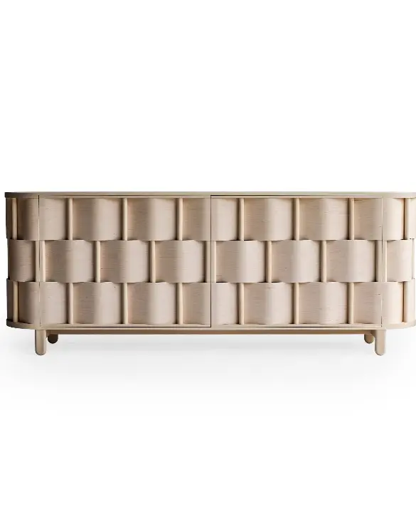 Birch wood credenza double sided with weave 
