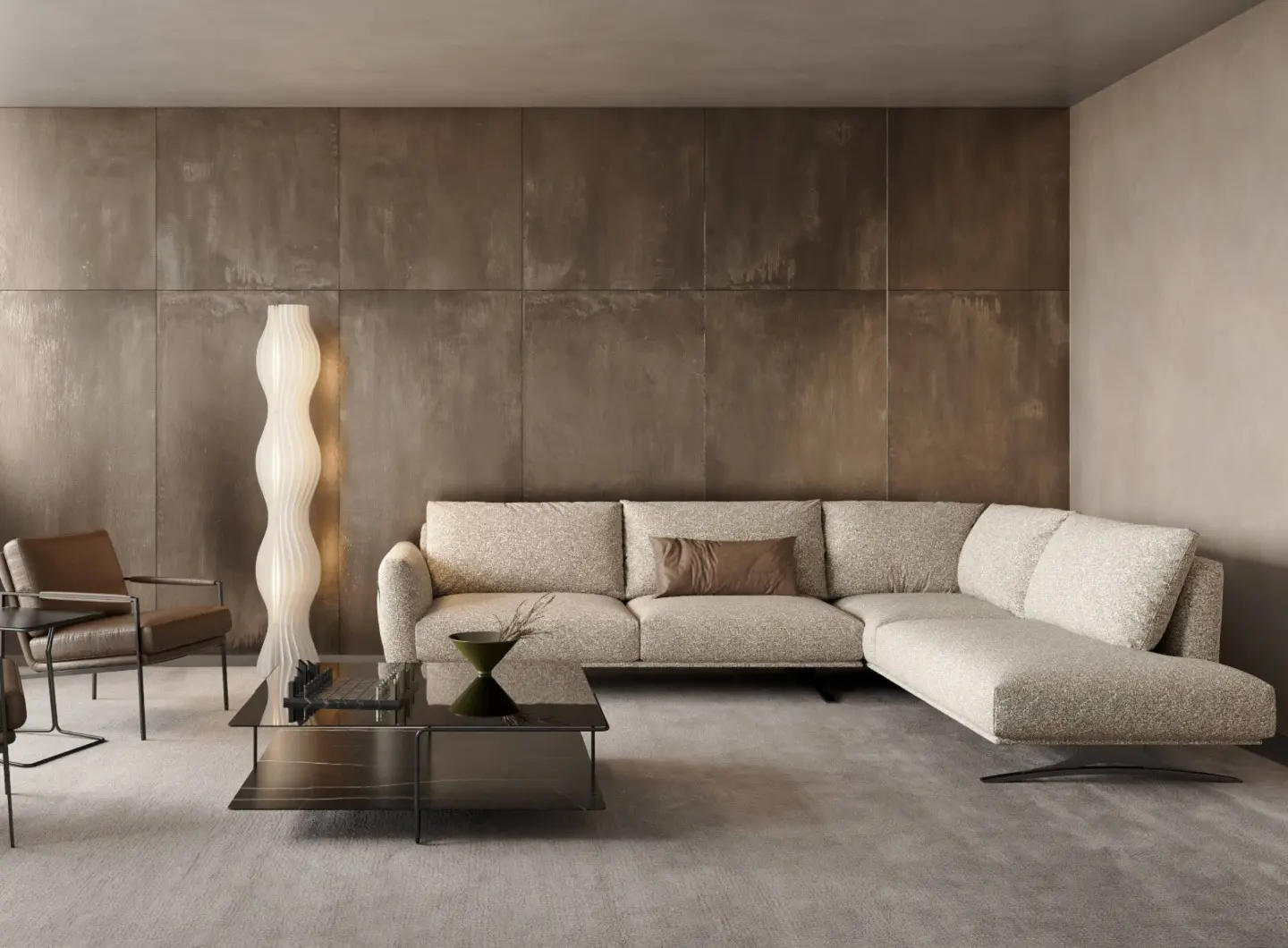 OXYGEN modular sofa | ORIO coffee table | GREY metal armchair