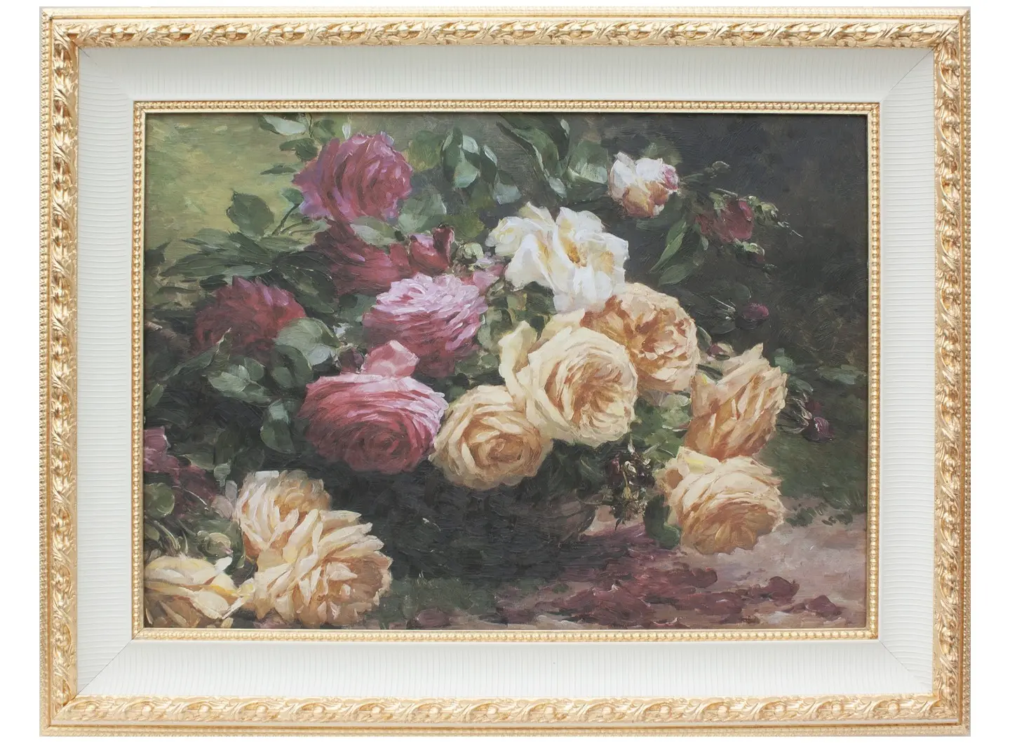 Elegante cornice in stile classico con bouquet di rose