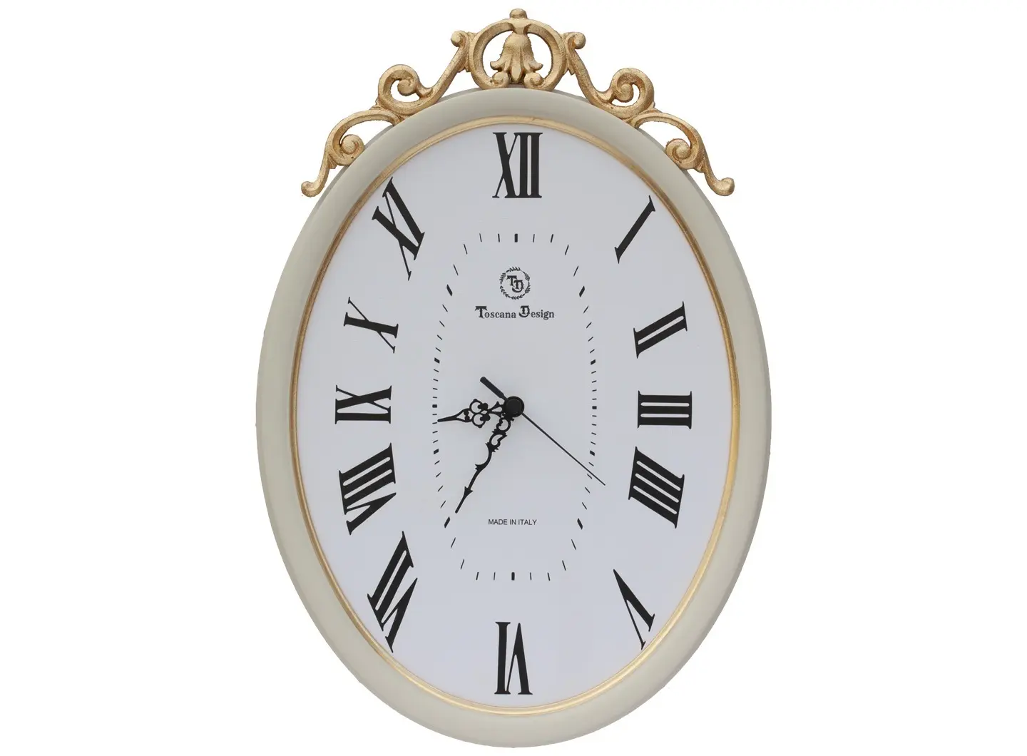 Orologio da parete con cornice ovale in legno massello - eleganza classica e artigianalità italiana