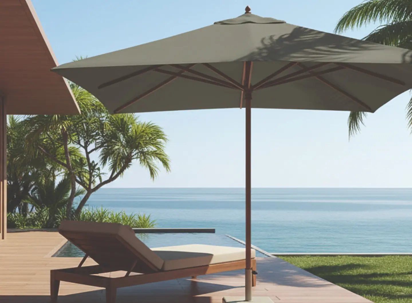 KAYU classic wooden mid pole umbrella