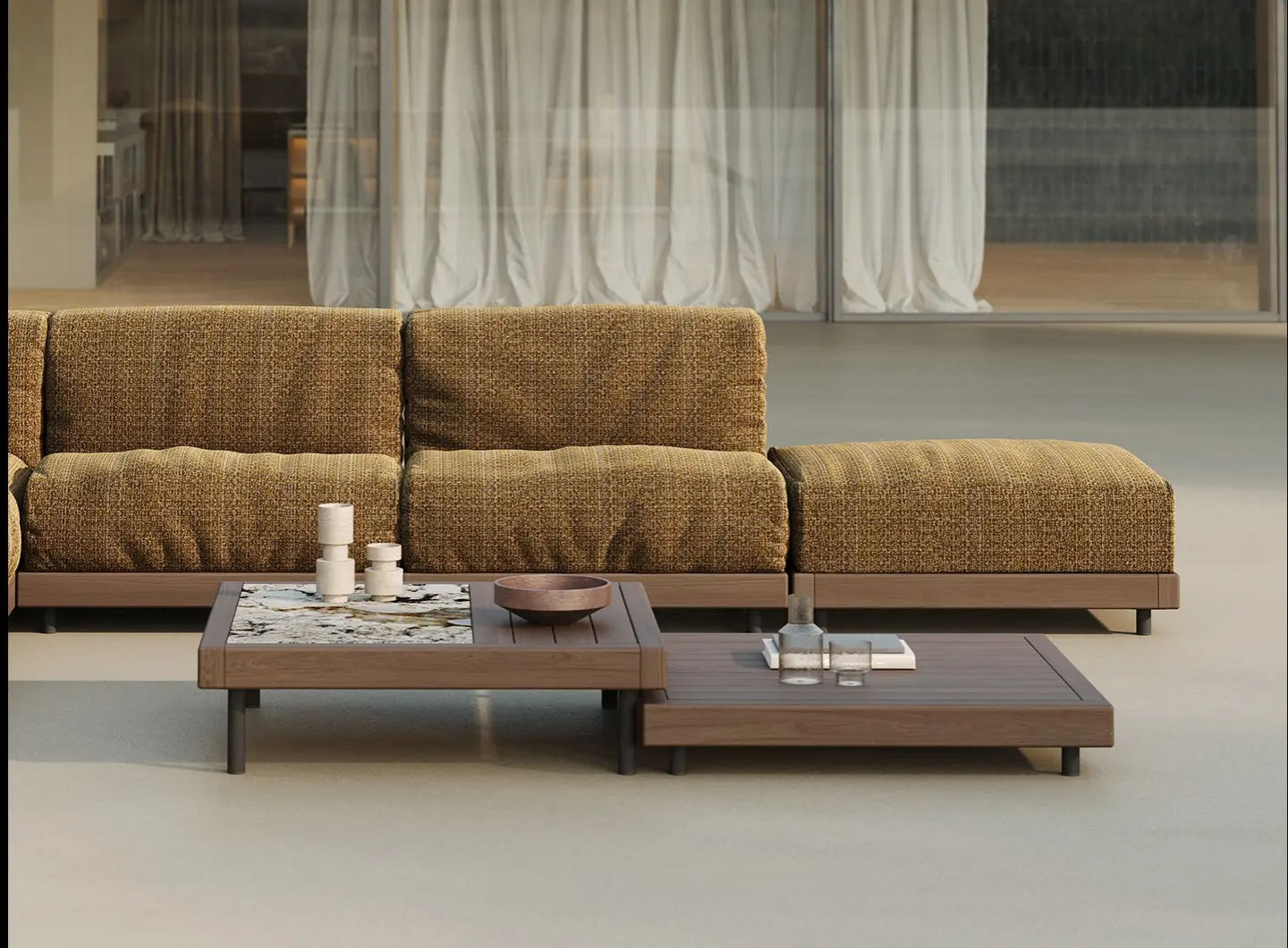 Boira sofa with iroko wooden structure
