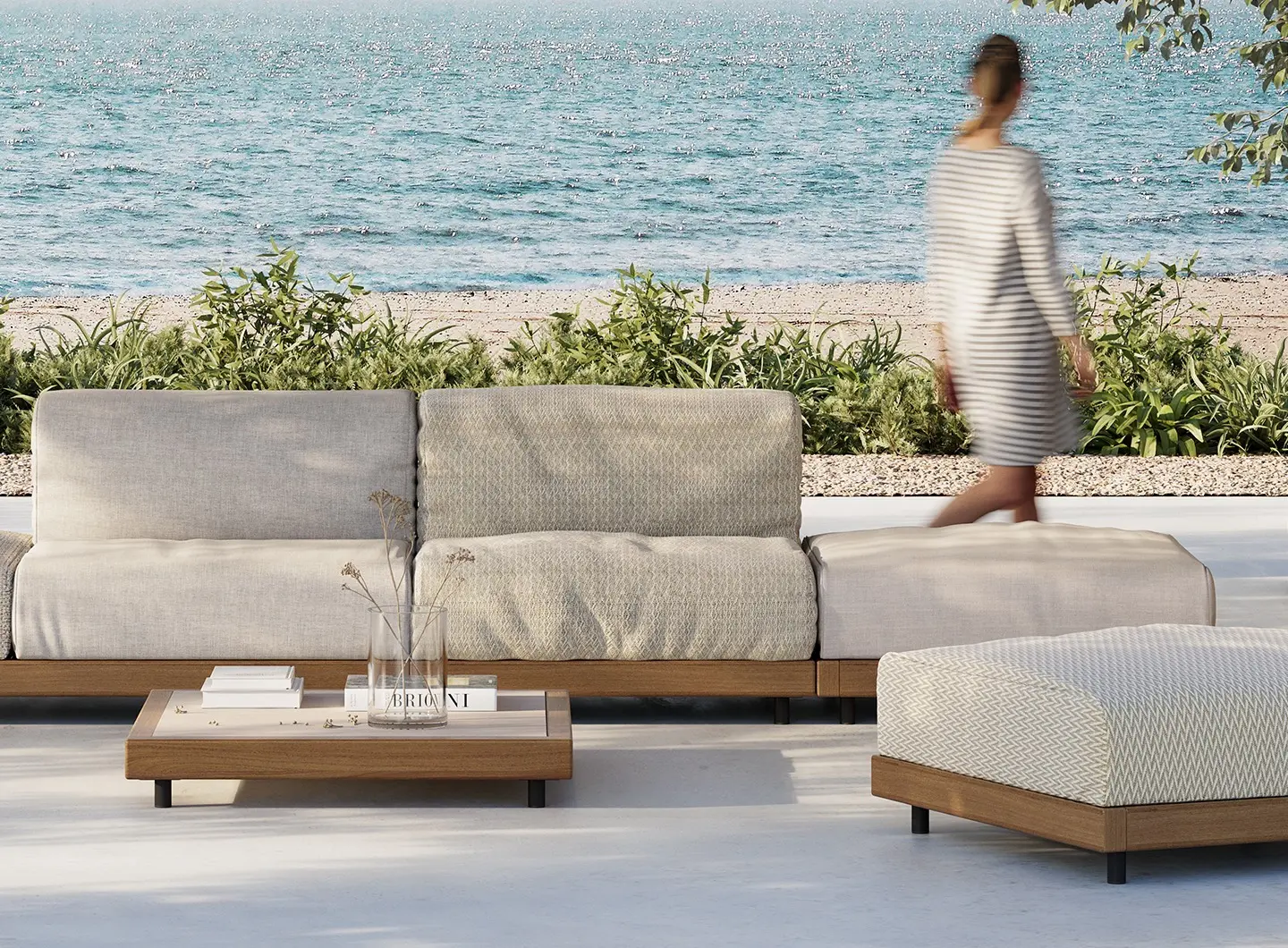 Boira sofa in iroko wooden structure