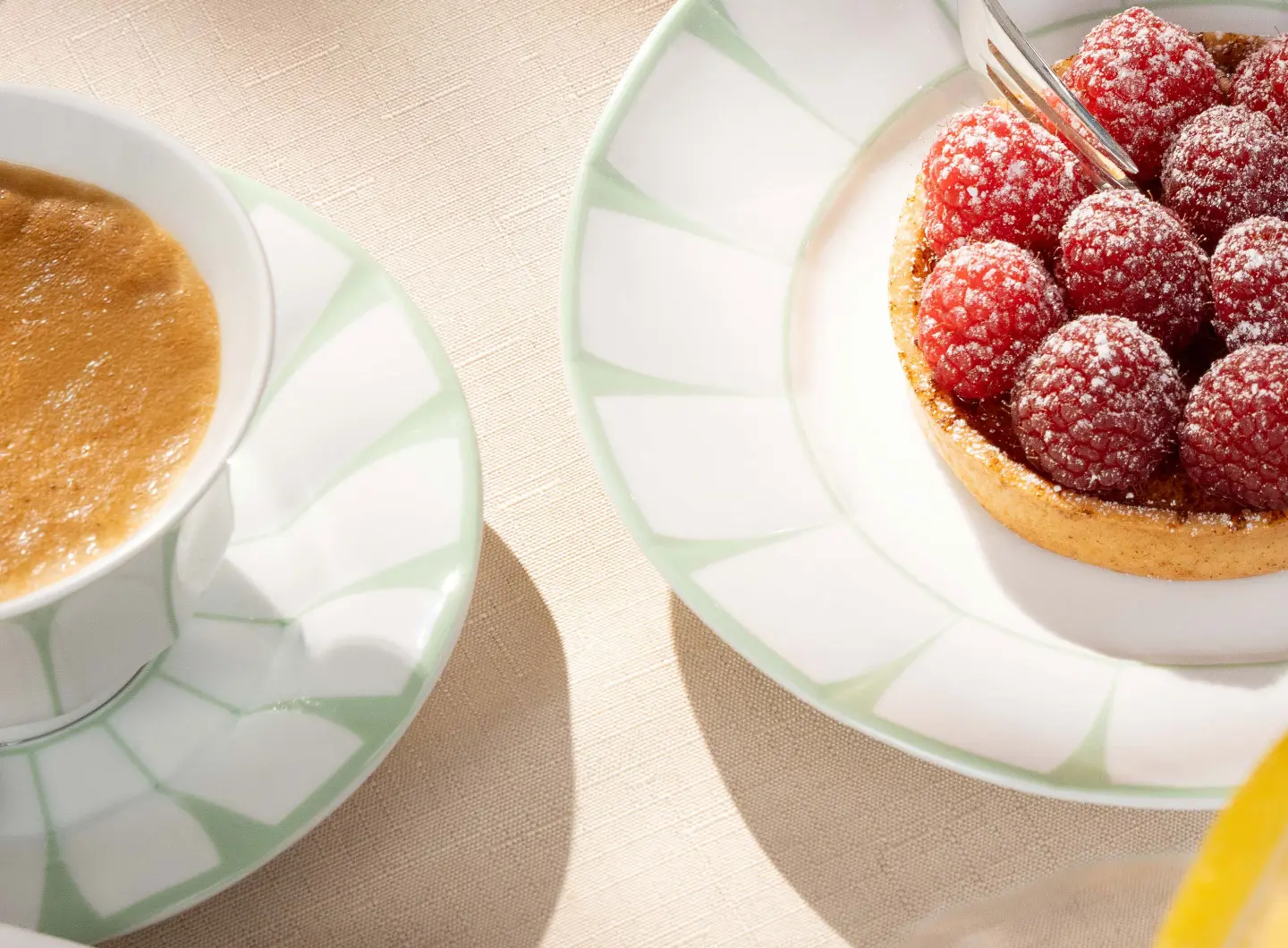 Porcelain cup with coffee and a porcelain plate