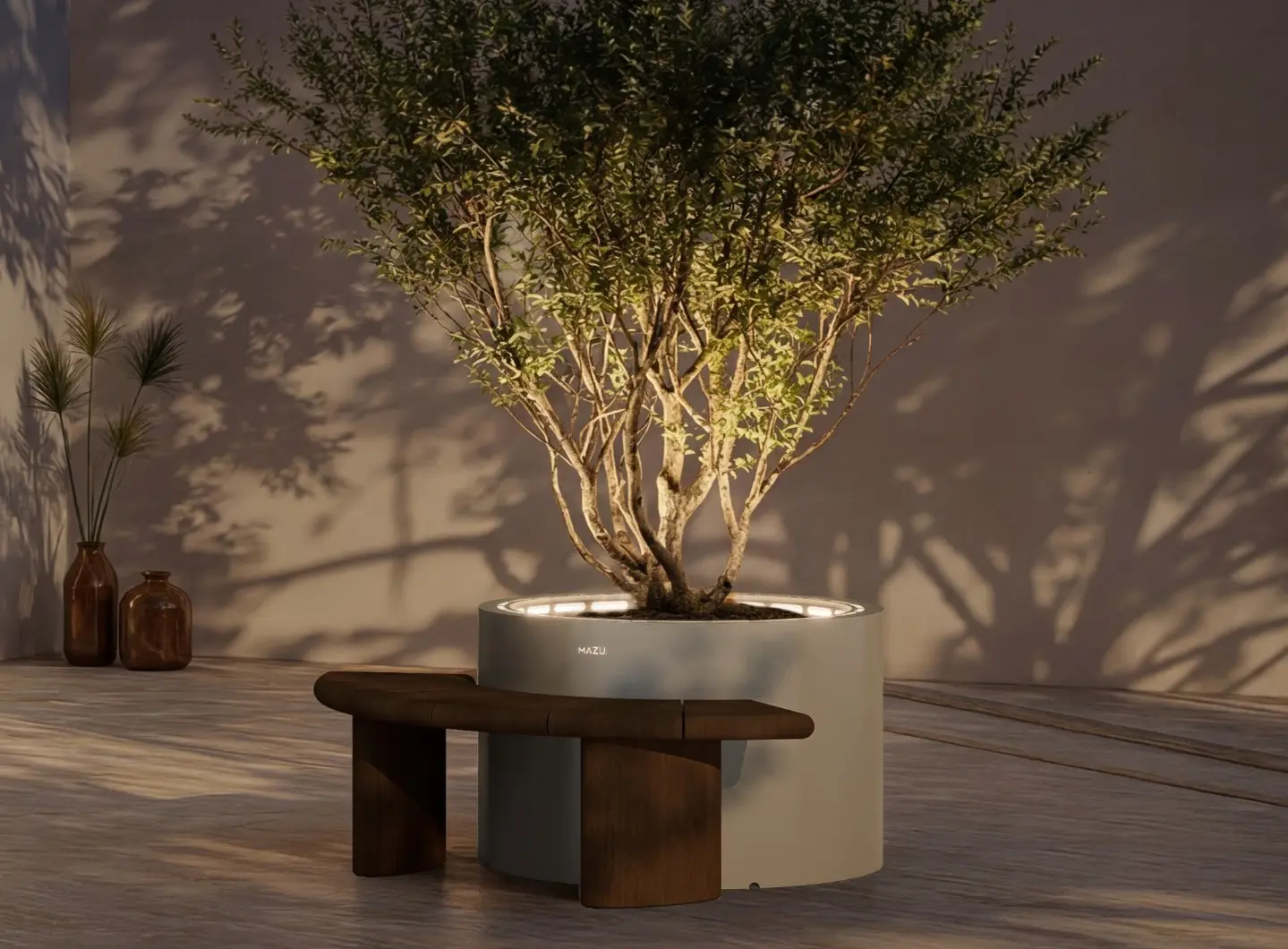 Architectural planters with integrated LED lighting